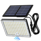JACKYLED Solar Lights Outdoor Waterproof 80% Brighter Light, Motion Sensor Security Light with 16.4ft Cord, Dusk to Dawn Solar Powered Flood Lights for Patio, Yard, Garage, 4-Pack