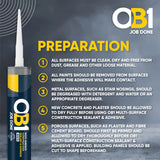 OB1 White Multi-Surface Construction Sealant & Adhesive - Hybrid Technology - Excellent Chemical Resistance - Water Resistant - Weather Resistant - Food Safe - 290ml