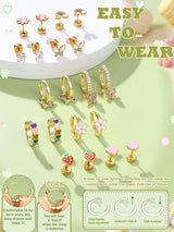 YADOCA Hypoallergenic Flat Back Earrings for Girls Women Surgical Steel