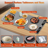 Warming Mat for Food Extra Large, Electric Warming Tray, 15"x31.5" Silicone Heating Mat with 7 Level Adjustable Temp and 8 Hours Timer, Food Warmer for Parties Buffet Home Travel, Dark Gray