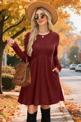 OFEEFAN Long Sleeve Dress for Women Sweater Dress Fall Dresses Fall Sweaters Casual Tunic Winter Christmas Dresses Wine L