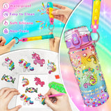EDSPORTSHOUSE Decorate Your Own Water Bottle Kits for Girls Age 4-6-8-10,Unicorn Painting Crafts,Fun Arts and Crafts Gifts Toys for Girls Birthday Christmas(Unicorn)