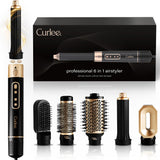 Hair Dryer Brush 1200 Watts 6 in 1 Hair Accessories Blow Dryer Automatic Curling Iron with Storage Box in Black for Curl Enhancing Hair Smoothing Volumizing Styling - by Curlee