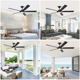 60 Inch Gold Ceiling Fan with Light and Remote, Black Gold Modern Ceiling Fans with Quiet Reversible DC Motor, Large Outdoor Ceiling Fan for Patio, Porch, Indoor Living Room, Bedroom, Office, 3 CCT