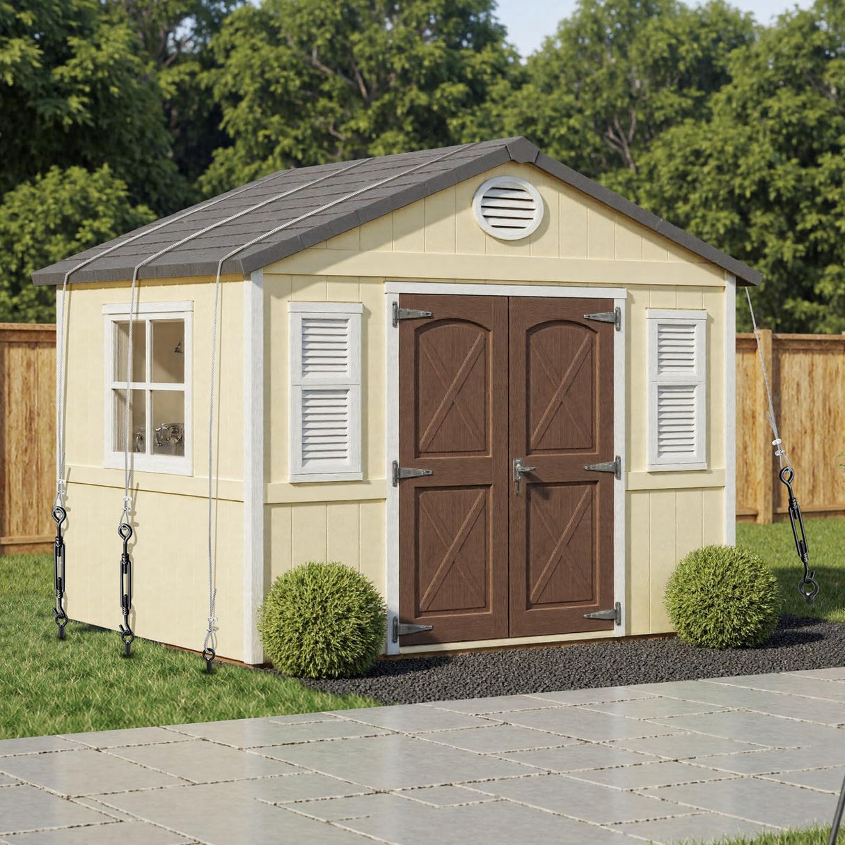 hannger 4 Pack 18" Ground Anchors Shed Anchor Kit with 1/8" Galvanized Cable & Turnbuckles, Heavy Duty Trampoline Anchors for Swingset Canopy Carport Gazebo Greenhouse Tree