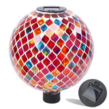 VCUTEKA Solar Gazing Ball, 10" Mosaic Glass Garden Globe Outdoor Decor, Red