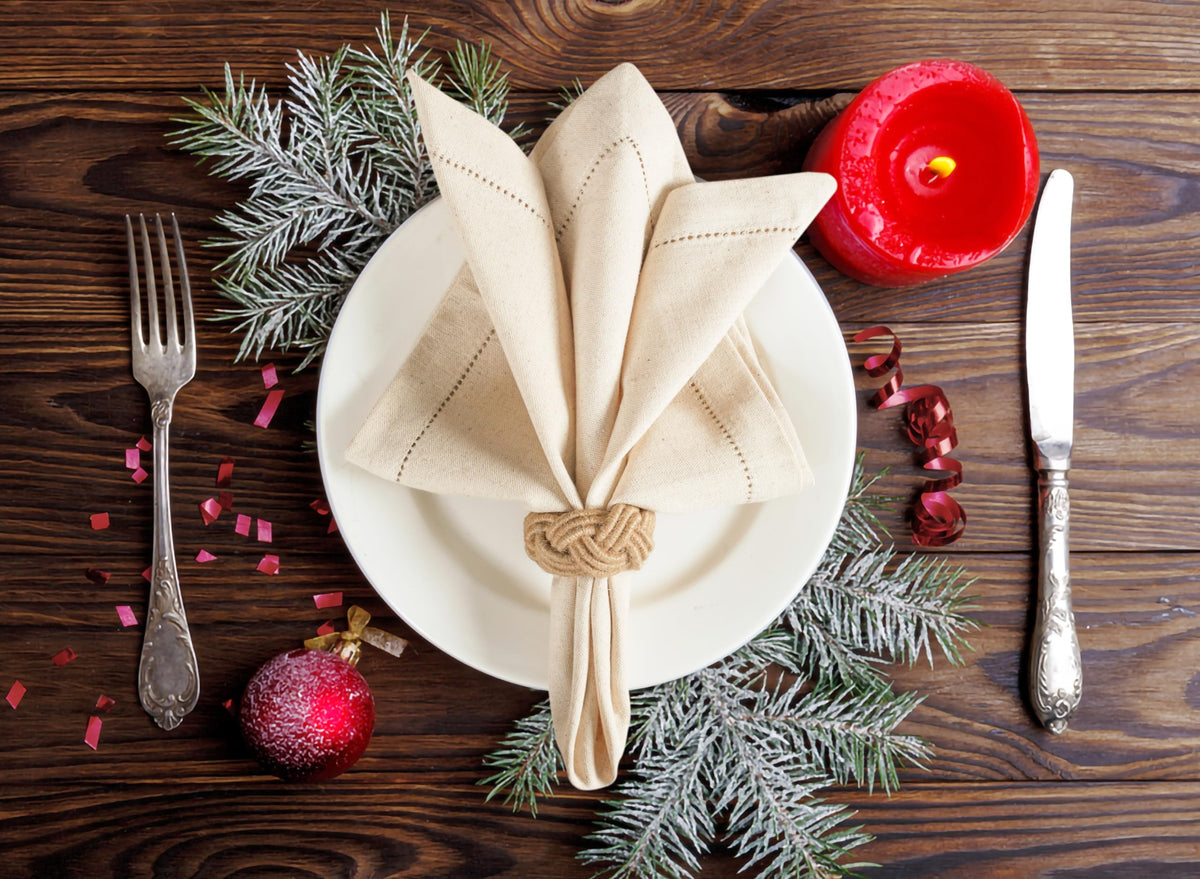 Lightnpro Flax Linen Napkins Set of 12 – Hemstitched Dinner Cloth Napkins, Washable and Reusable Natural Flax Napkins for Dining, Parties, Weddings, Holiday & Everyday Use – 18x18 Inch Natural Color