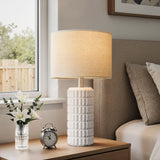 Seealle 23" Modern Ceramic Table Lamps Set of 2 - Table Lamps for Living Room, Farmhouse Bedside Night Stands Lamp for Bedroom, White Nightstand Lamps Set of 2, Desk Lamp for End Table Home Decor