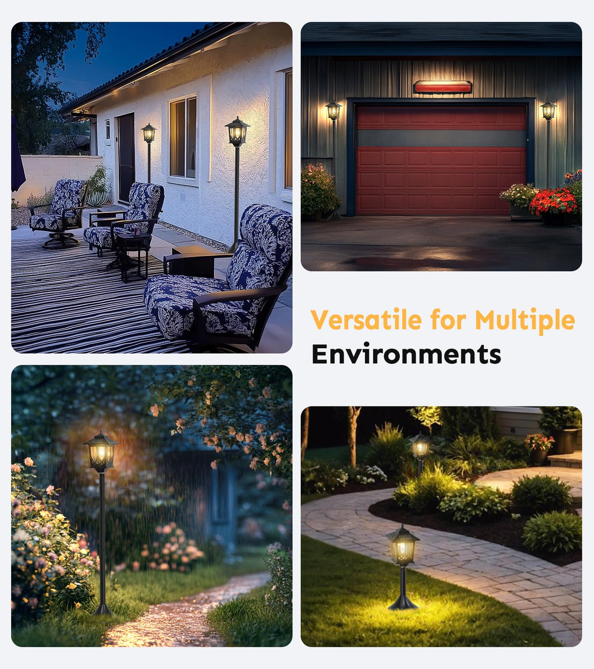 Joyoowild 63" Solar Lamp Post Light 2 Pack, Solar Light Posts for Outside Waterproof, Outdoor Lamps for Patio, Backyard, Front Porch Decor, Warm White, Replaceable Bulb