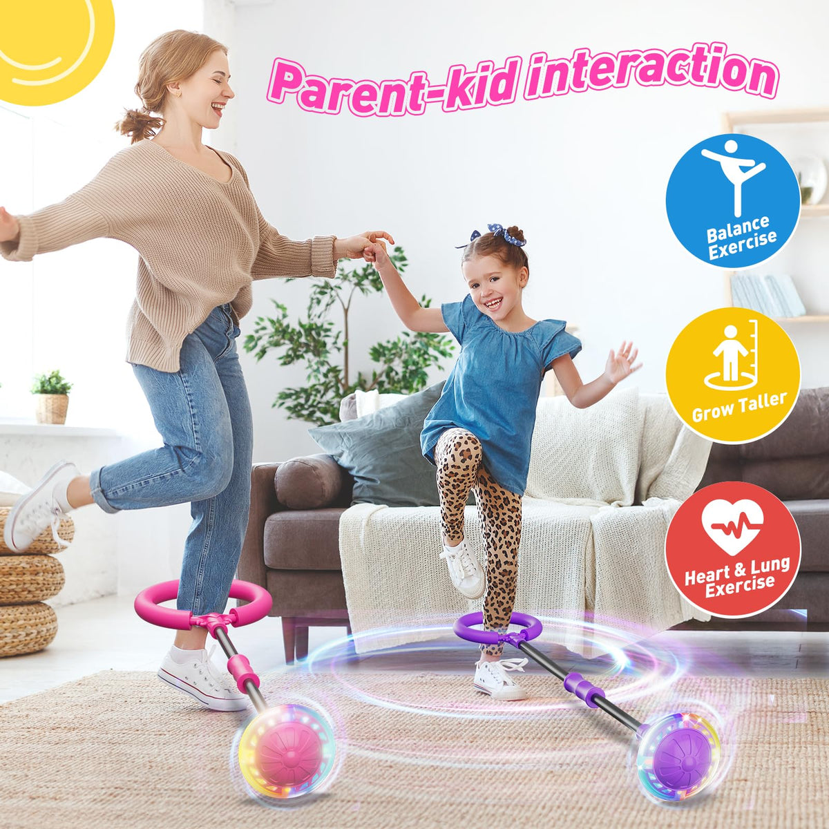 Flooyes Skip Ball for Kids, Ankle Skip Ball Toy with Counter, Timer
