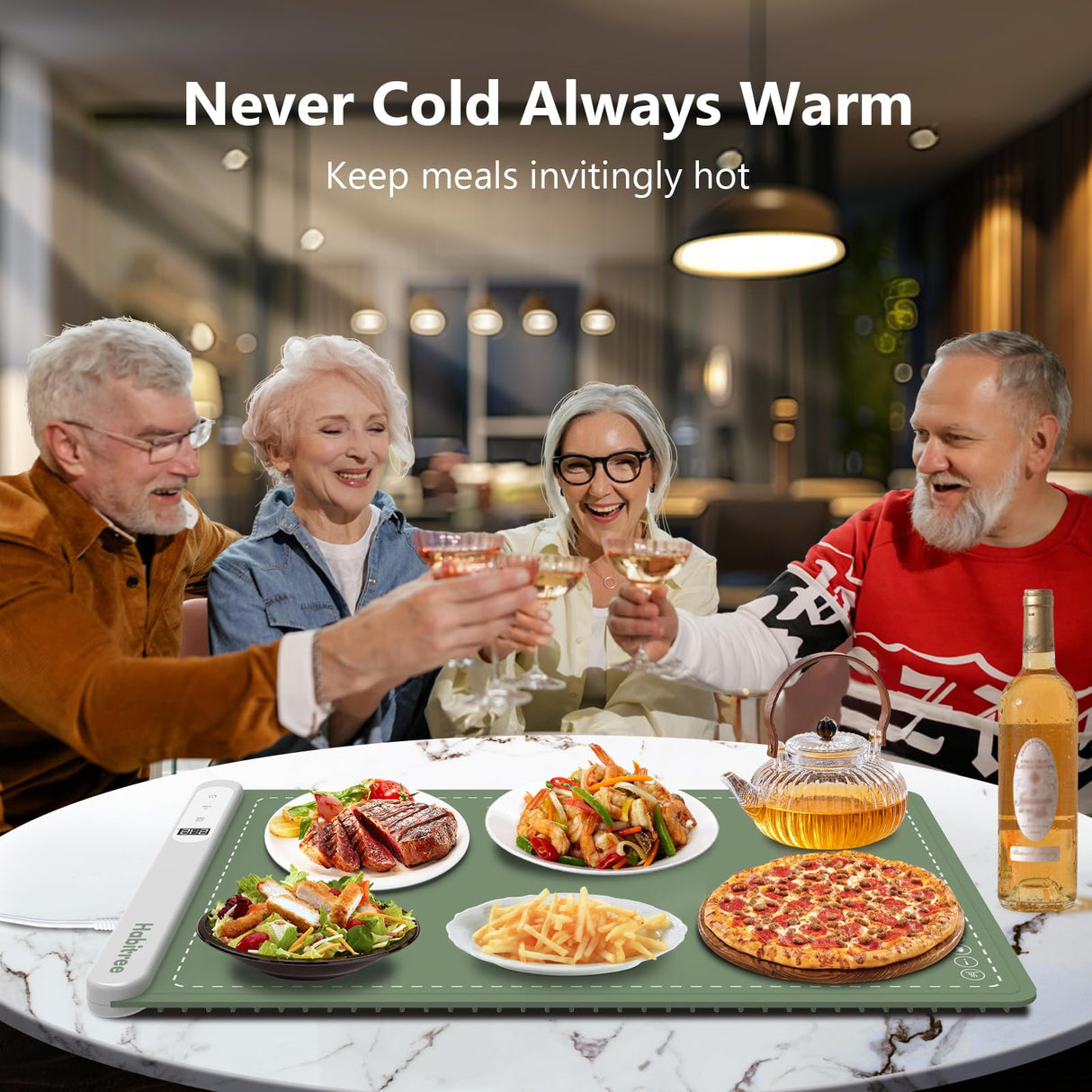 Food Warming Mat - Day Gifts & Kitchen Gadget, Electric Warming Tray with 6 Heat Settings,6 Timers,Graphene Rapid Heating, Portable & Rollable,Easy Clean-Food Warmers for Parties, Buffets & Daily Use