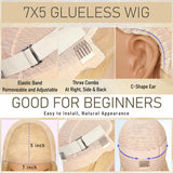 EAGERA 28 Inch 613 Blonde Glueless Wigs Human Hair Pre Plucked Pre Cut 7x5 Blonde HD Lace Front Wig 613 Pre Bleached Glueless Wigs 3 Seconds Wear and Go Closure Wig Human Hair 200% Density for Women