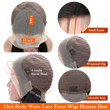 jianjin 28 Inch Body Wave Lace Front Wigs Human Hair 13x4 HD Transparent Lace Frontal Wigs Human Hair 180% Density Glueless Wigs Pre Plucked With Natural Hairline For Black Women