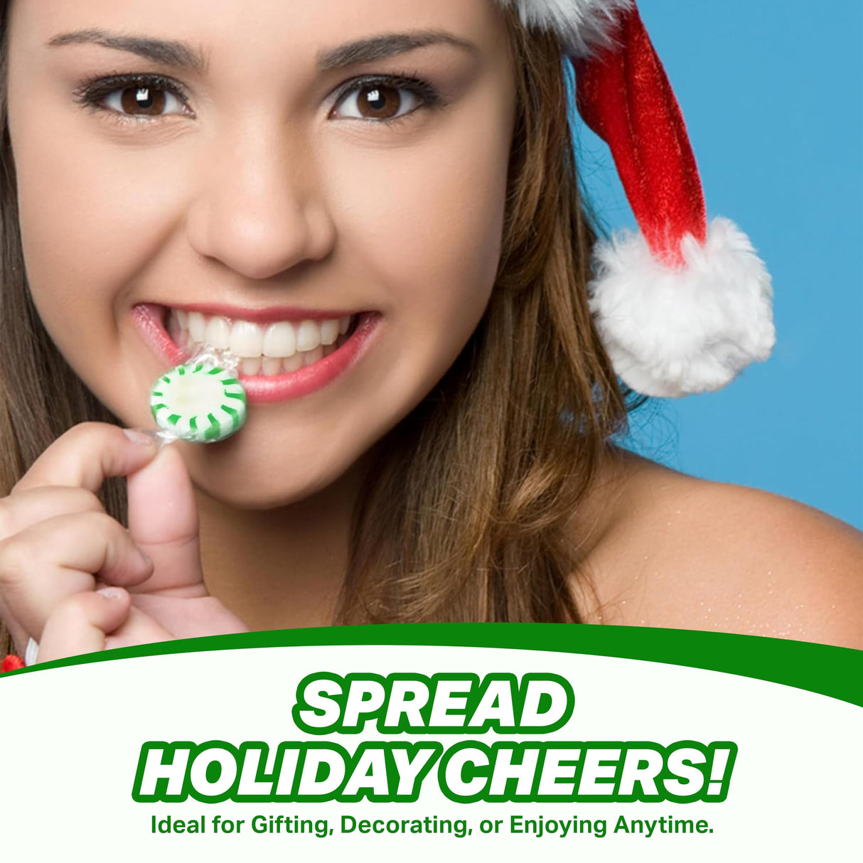 Starlight Mint Spearmint Candy - 5 Pounds Approx 415 Pieces Christmas Candy Bulk - Hard Candy Individually Wrapped - Christmas Sweets Ideal for Stocking Stuffer Candy - Bulk Candy Green Candies Old Fashioned Hard Christmas Candy - Breath Mints Bulk