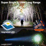 PHIXTON Rechargeable Flashlights 100000 High Lumens Long Range 3280 FT, Super Bright USB C LED Flashlight Long Lasting 15 Hours, Powerful Multifunctional Strong Flash Lights, for Camping