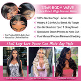 13x6 Lace Front Wigs Human Hair Pre Plucked 200% Density Body Wave HD Lace Front Wigs Human Hair Transparent Frontal Glueless Wigs Virgin Human Hair with Baby Hair for Women Natural Black 30 Inch