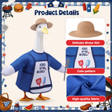 Pextian BBQ Porch Goose Outfits, 23 Inch Porch Goose Summer Outfit, Funny Duck Clothes with Straw Hat, Apron & Spatula -Goose Clothes for Cement Goose Outdoor Garden Yard Decor