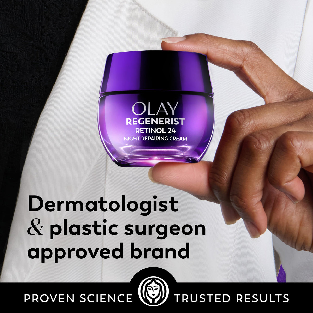 Olay Retinol Night Cream for Women, Anti-Aging Face Moisturizer, Fragrance-Free, Non Greasy - Anti-Wrinkle, Smooth Fine Lines, Hydrating Skin Care - Triple Collagen Cream, Peptide, Niacinamide, 1.7oz
