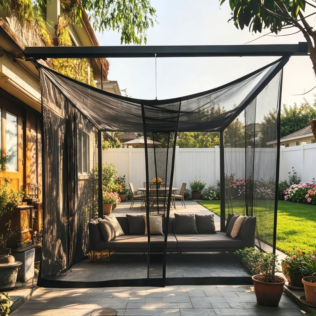 10'x10'x8.2' Outdoor Camping&Patio Mosquito Netting,Large Mosquito Netting with Hanging Ropes for Patio Camping Home Outdoor Travel (White)