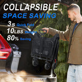 Collapsible Wagon Cart- 380LBS,Folding Beach Utility Wagon,Portable Utility Grocery Cart for Beach, Camping, Garden, Shopping, Transport