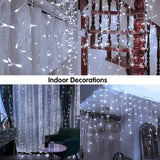 KiflyTooin Solar Christmas Lights Outdoor Waterproof Christmas Decorations Curtain Lights 320LED 29.5ft 60 Drops, Solar Powered Rechargeable Fairy Lights for Party, Wedding, Home Decorations(White)