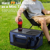 [2026 Updated] 50 Can Collapsible Soft Cooler Bag with Hard PP Lid, Leakproof Insulated Ice Chest with Quick-Access Top Hatch, Bottle Opener & Mini Table for Beach, Camping, Travel (Navy Blue)