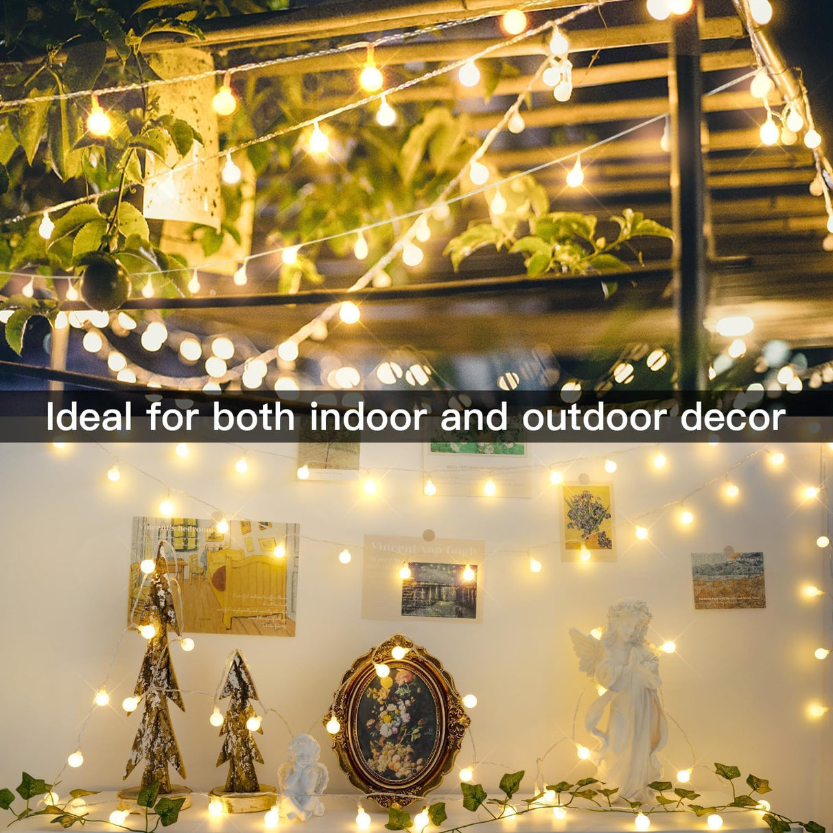suddus String Lights for Bedroom, 33ft 100 Led Connectable Globe String Lights Indoor, Hanging Fairy Lights Plug in with Remote for Kids Room Dorm Classroom Outdoor Christmas Tree Decor, Warm White