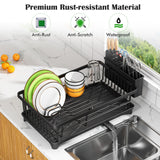 Kmiectse Dish Drying Rack for Small Kitchen Counter with Utensil Holder