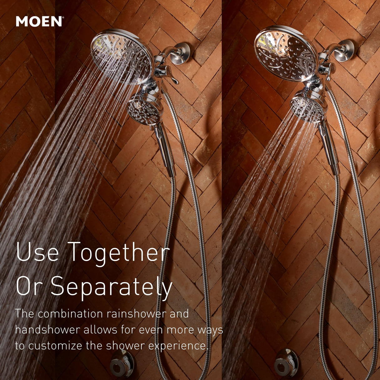 Moen Engage Chrome Magnetix 2-in-1 Combo Rain Showerhead with Detachable Handheld Shower Spray, Featuring Magnetic Docking System, 26009