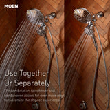Moen Engage Chrome Magnetix 2-in-1 Combo Rain Showerhead with Detachable Handheld Shower Spray, Featuring Magnetic Docking System, 26009