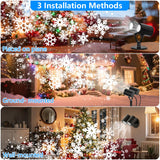 2025 Upgraded Double Head Christmas Snowflake Projector Lights Outdoor, Timing Mode, IP65 Waterproof, 360°Roating LED Christmas Lights, for Xmas Holiday Party Christmas Decoration, Indoor, Houses