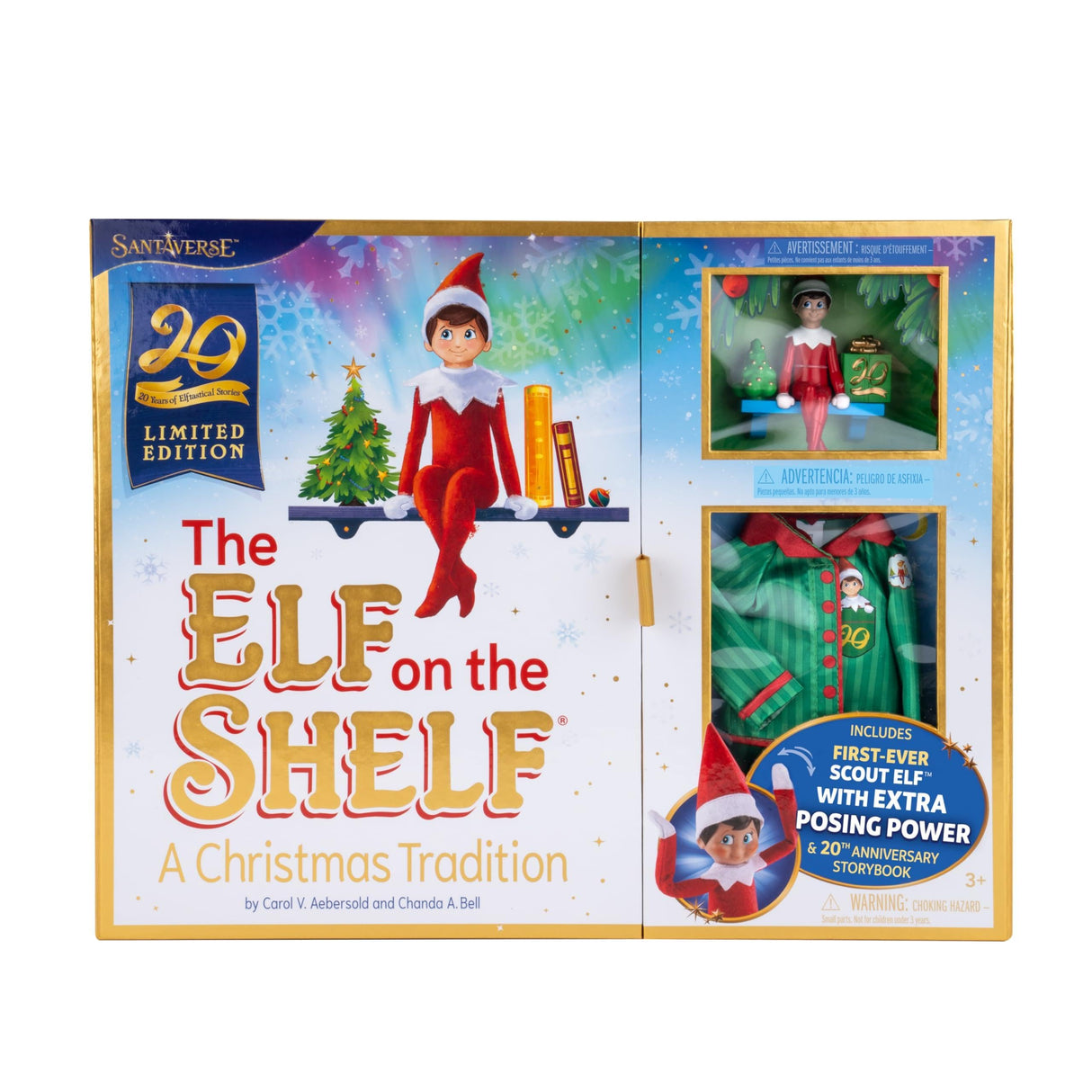 The Elf on the Shelf: A Christmas Tradition Limited 20th Anniversary Edition Box Set - Posable Boy Scout Elf with Blue Eyes, New Edition Storybook and Keepsake with Collectible Pajama Set and Ornament