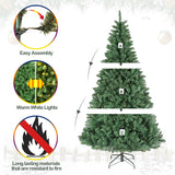 Hykolity 7.5 ft Prelit Christmas Tree, Artificial Christmas Tree with 450 Warm White Lights, 1450 Branch Tips, Metal Stand and Hinged Branches