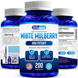 We Like Vitamins White Mulberry 1000mg 200 Vegan Capsules – White Mulberry Leaf Extract Capsules Supplement