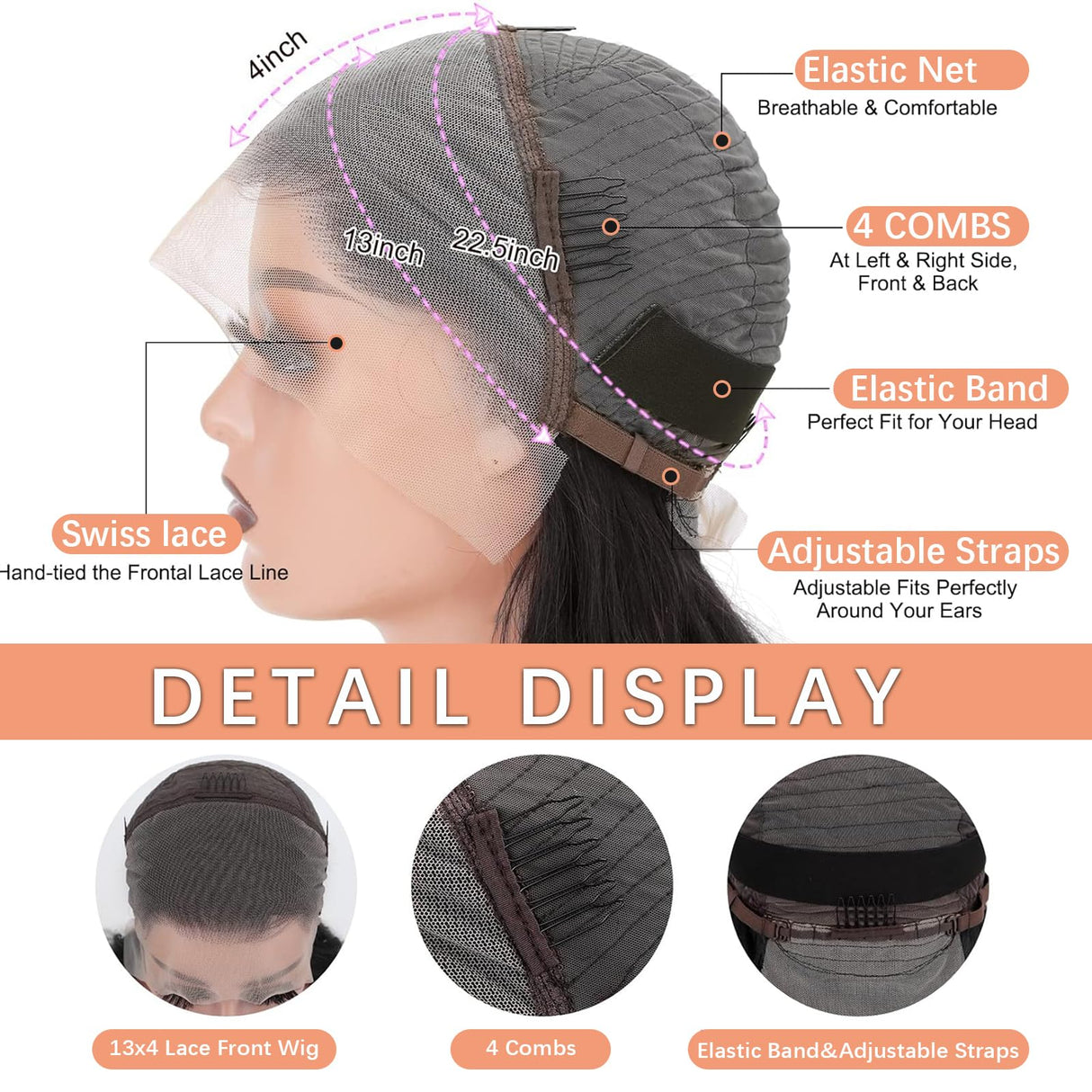 bynlna 200% Density 26 Inch Body Wave Lace Front Wigs Human Hair Pre Plucked Wig 13x4 HD Lace Frontal Wigs for Black Women Glueless Wigs Brazilian Virgin Human Hair Wig with Baby Hair 26 Inch