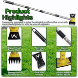 BCJCLTS 2-in-1 Garden Hoe and Weed Puller Rake, 60 Inch Adjustable Long Handle Weeding Tool Heavy Duty Spring Steel Head, Dual Side Hand Weed Rake, Weed Remover for Garden, Yard, Lawn, Driveway.