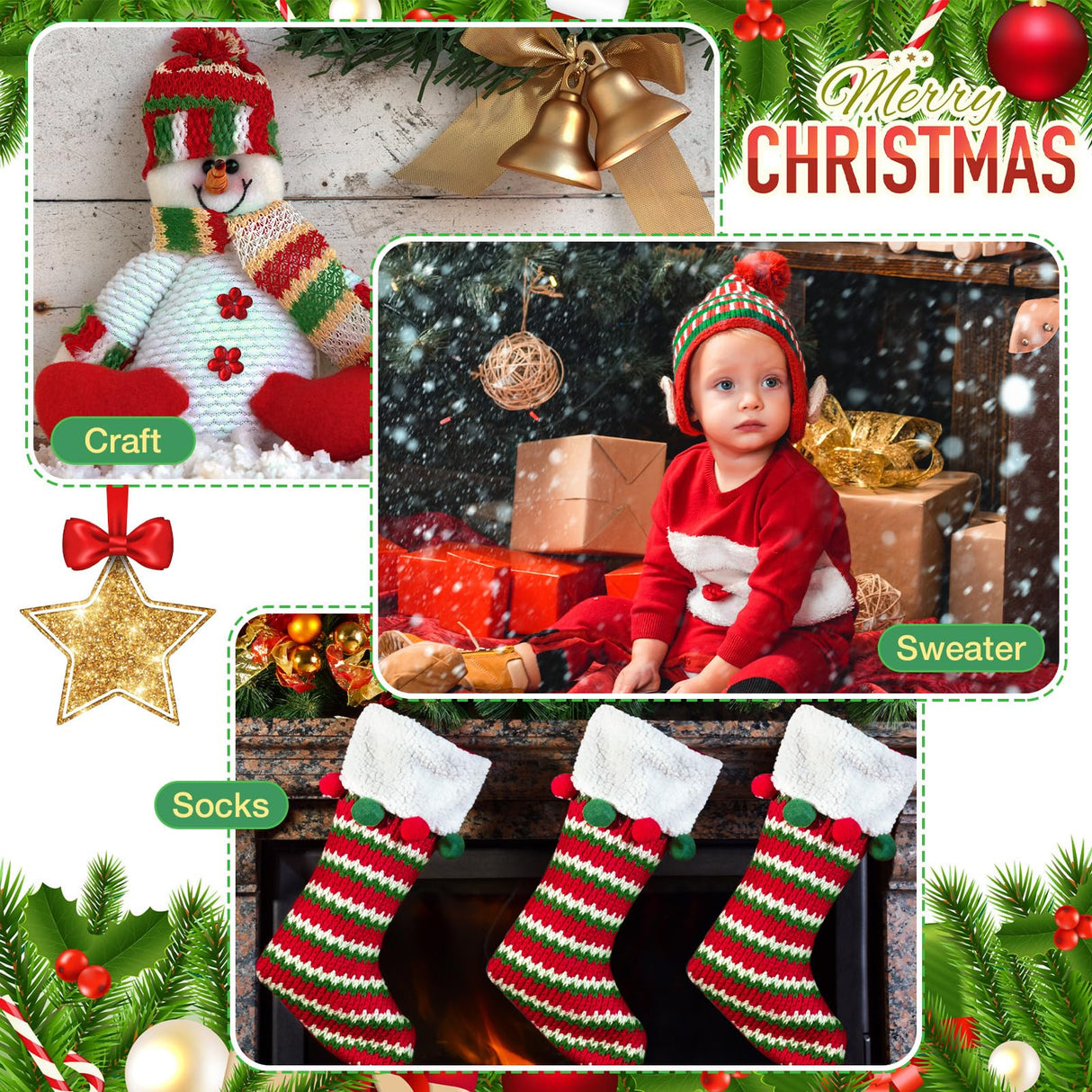 Threlaco 6 Skeins Christmas Loop Yarn Finger Loops Yarn Bulk Soft Chunky Yarns 600 g for Christmas Yarns Beginners Knitting No Needles or Hooks Crochet Gift Craft (Red, White, Green)