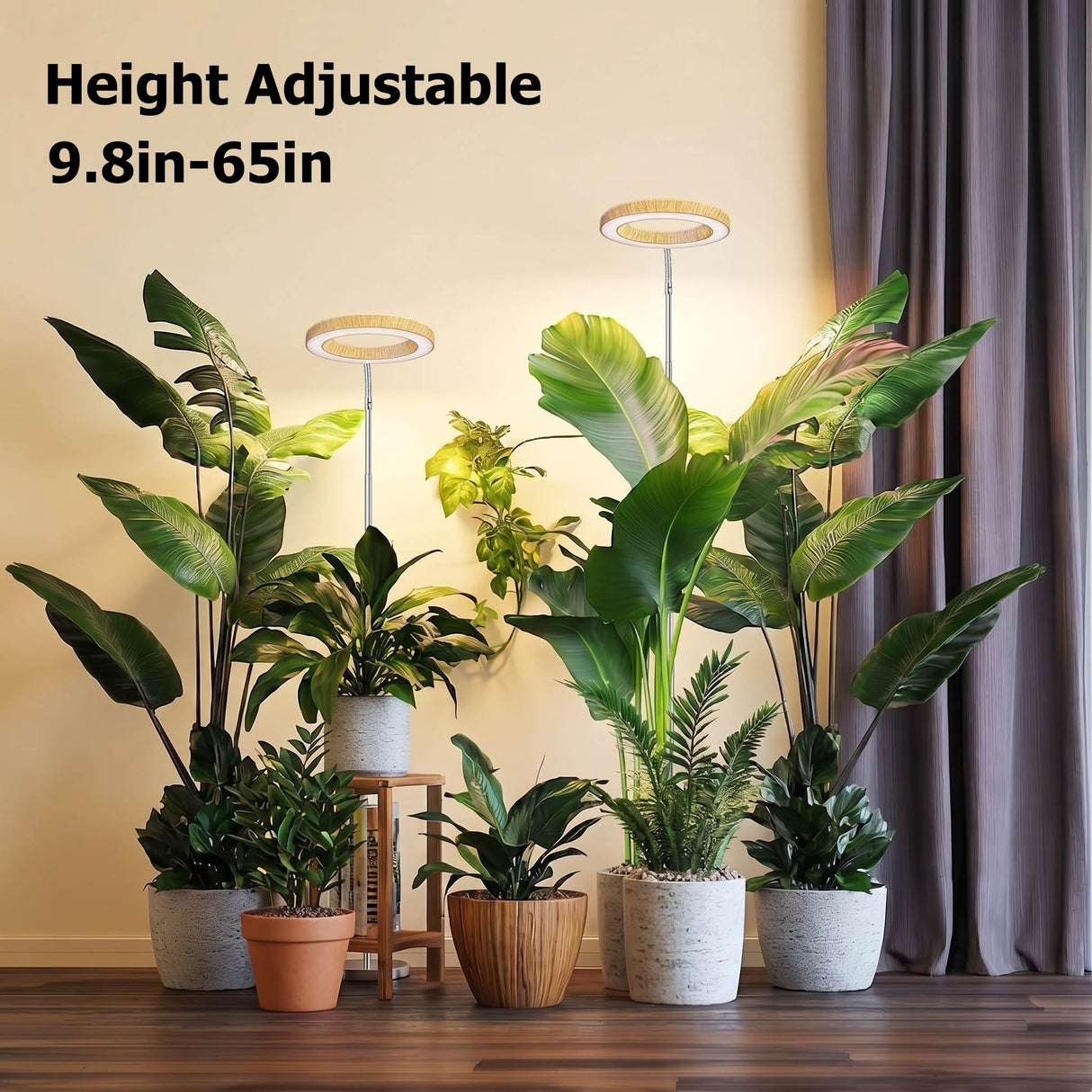 Grow Lights for Indoor Plants Full Spectrum,6.3" LED Wood Grain Plant Grow Light, 9.8-65in Height Adjustable Plant Lights Growing Lamp with Auto Timer 3H/9H/12H,10 Dimmable Levels (Wood Grain 1 Pack)