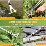 EOMEOH Crack Weeder, 3-in-1 Stainless Steel Weeding Tool with 60" Long Handle - Stand Up Weeder for Driveway, Sidewalk & Deck Crevices - No Bending, Tool-Free Assembly