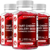 Vitamatic Tart Cherry with Celery Seed Gummies – 4000mg Equivalent Per Serving (from 10:1 Extract, 400mg) - 2-Pack
