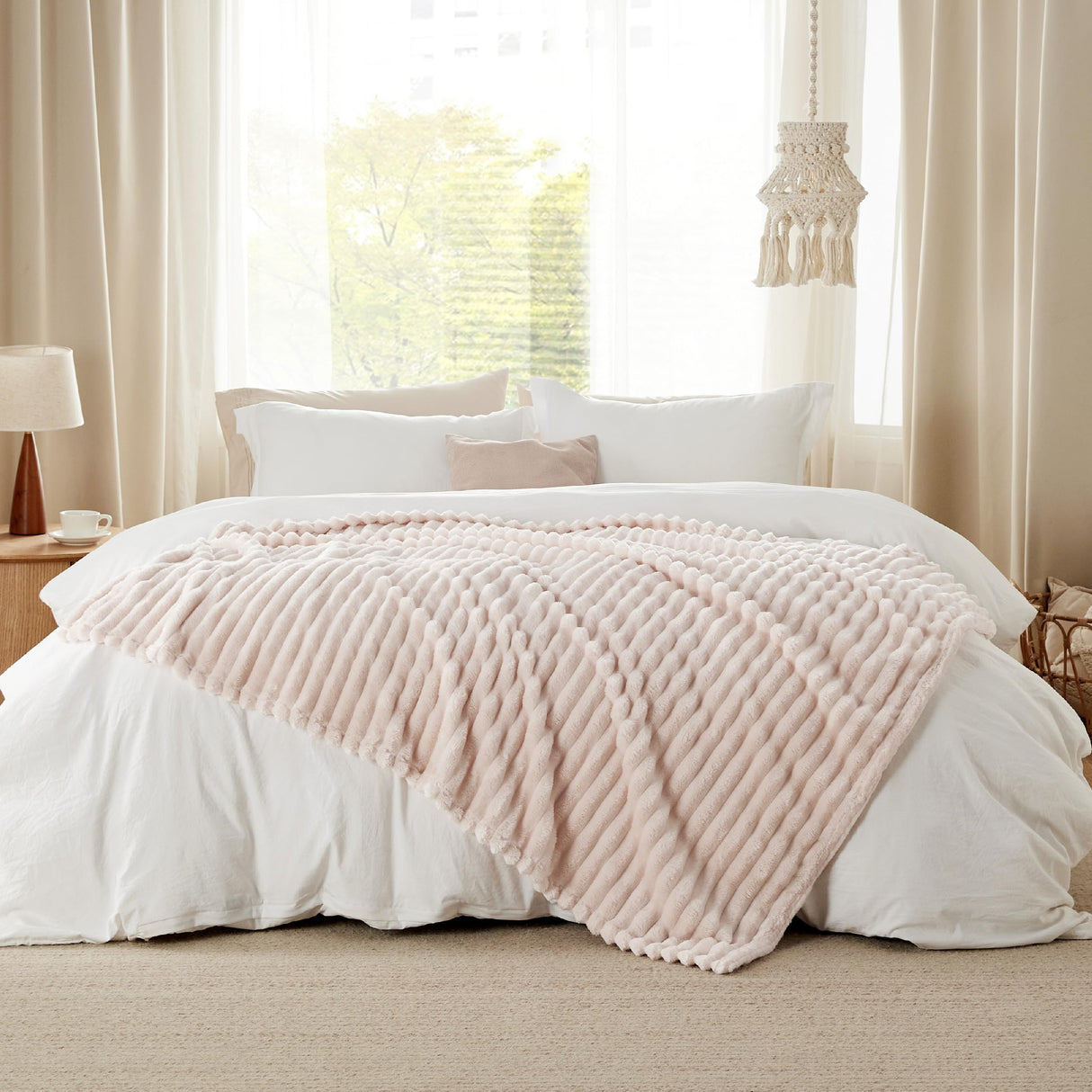 Bedsure GentleSoft Pink Throw Blanket for Couch - Cozy Soft Blankets for Women, Cute Small Fleece Throws for Girls, Pink Halloween Christmas Decor Gifts for Home Room, Crystal Pink, 50x60 Inches