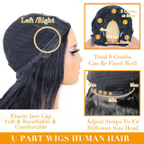 Glowig U Part Human Hair Wig Body Wave for Women Brazilian Remy Upart Human Hair Wig Beginner Friendly No Sew in NO Glue 180% Density Natural Color 20Inch