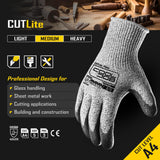 COOLJOB 12 Pairs A4 PU Cut Resistant Safety Work Gloves with Grip, L
