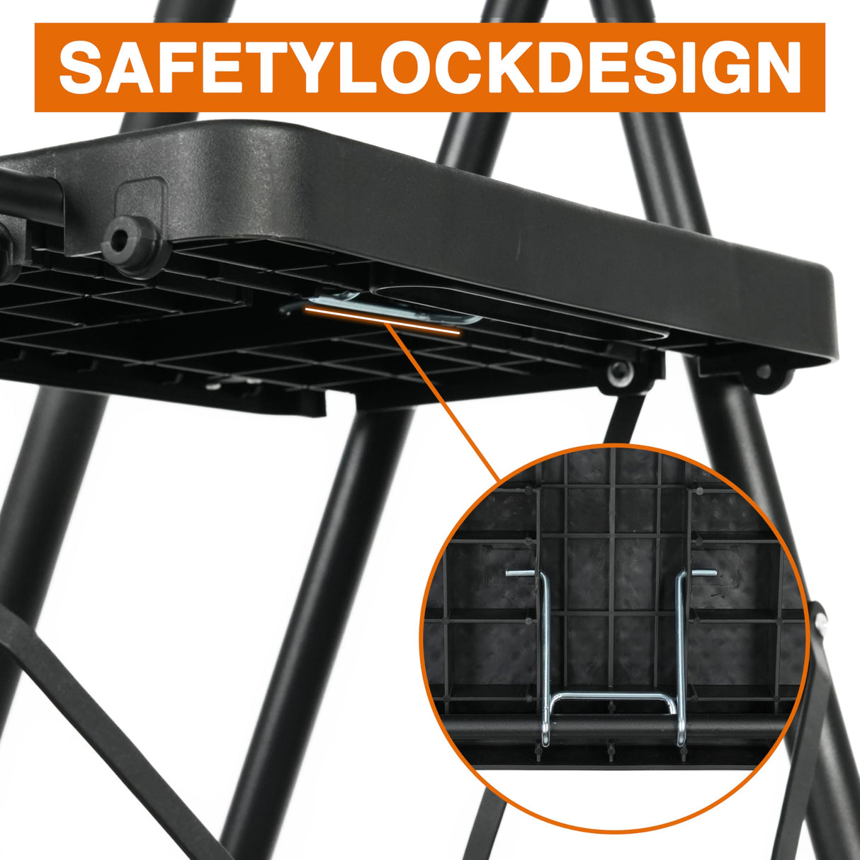 Step Ladder, Folding Step Stool with Wide Anti-Slip Pedals, Sturdy Steel Ladder with Handrail, Space-Saving, Portable for Home & Adults, 5 Step Ladder