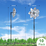 FameFame 10 Pack Reflective Pinwheels with Plastic Stakes| 19.7 inch Pre-Assembled Sparkle Pin Wheel Set | Scare Off Birds and Animals Away | Decorative for Garden, Yard, Lawn