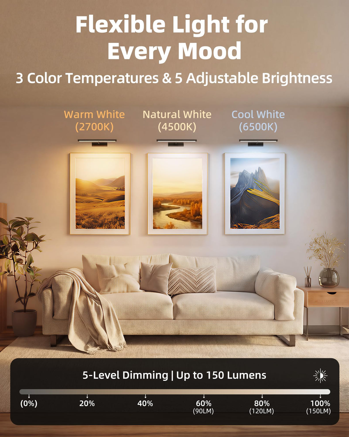 EZVALO Picture Light for Wall, 13'' Black Rechargeable 4800mAh Battery Lights Wireless with IR Remote, Magnetic LED Art Painting Light with 3 Color Temperatures, Display for Gallery, Living Room