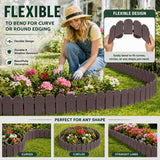 Evelyne Garden Border Plastic Edging: Wooden Fence Design - 16pcs Brown Yard Landscaping Fence Liner Lawn Edge Barrier - 20ft Kit of Decorative Lawn Panels Elements -Landscaping Edging-GMT-10374-A16