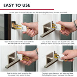 Sabre Compact Travel Door Lock, Portable Security Lock for Travel, Hotels, & Rentals, Withstands 650 lbs of Force, Installs in Seconds, No Tools Required, Lightweight & Small for Easy Carry