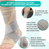 INDEEMAX Ankle Brace for Women & Men, Ankle Compression Sleeve Support Copper Infused Ankle Brace for Sprained Ankle, Plantar Fasciitis Sports, Achilles Tendonitis Pain Relief, Skin Silver, M