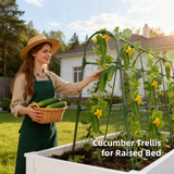 Laodier Cucumber Trellis for Raised Bed, U-Shape Garden Arch Metal Support for Climbing Plants, Metal Arch Plant Support Vegetables Trellis, Plant Support for Vine(Green, 63 * 30 * 47inch(L*W*H))